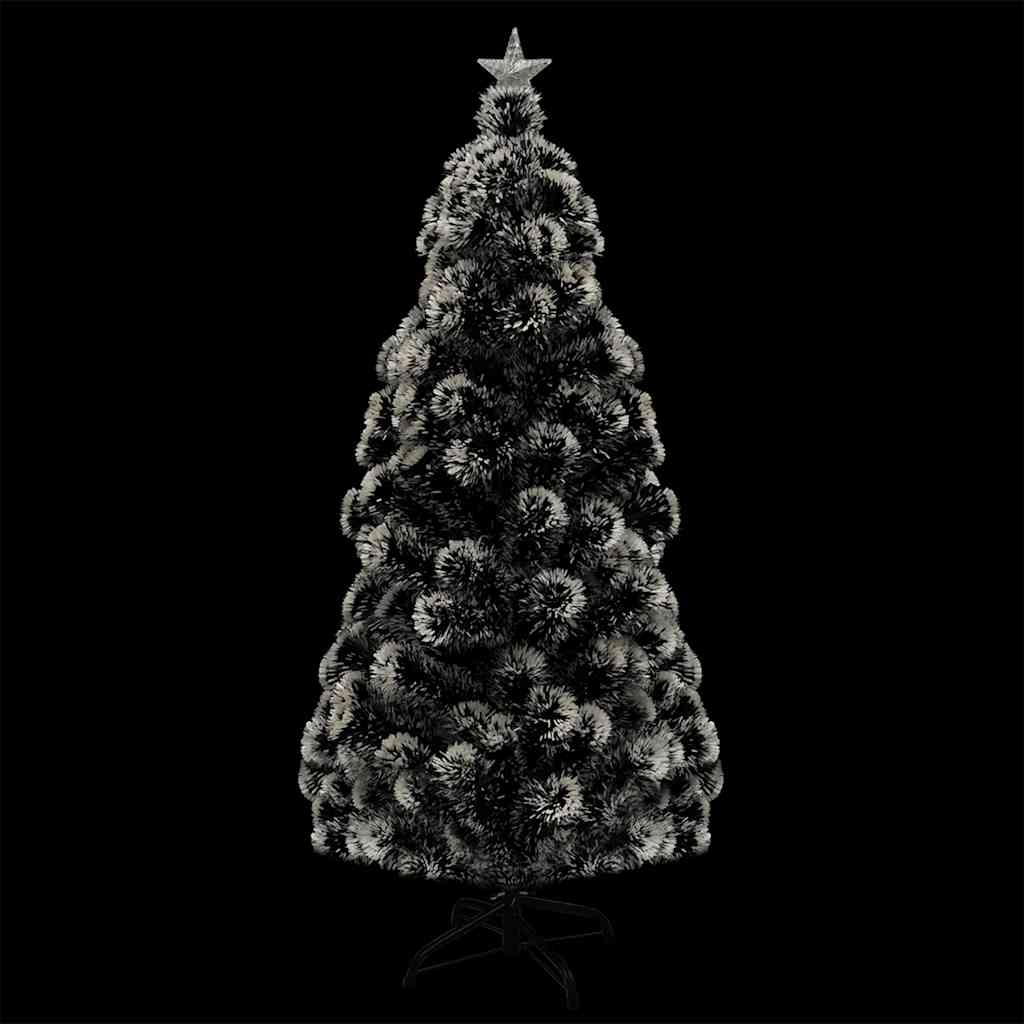 5 ft pre-lit fiber optic Christmas tree in green and white with twinkling lights.