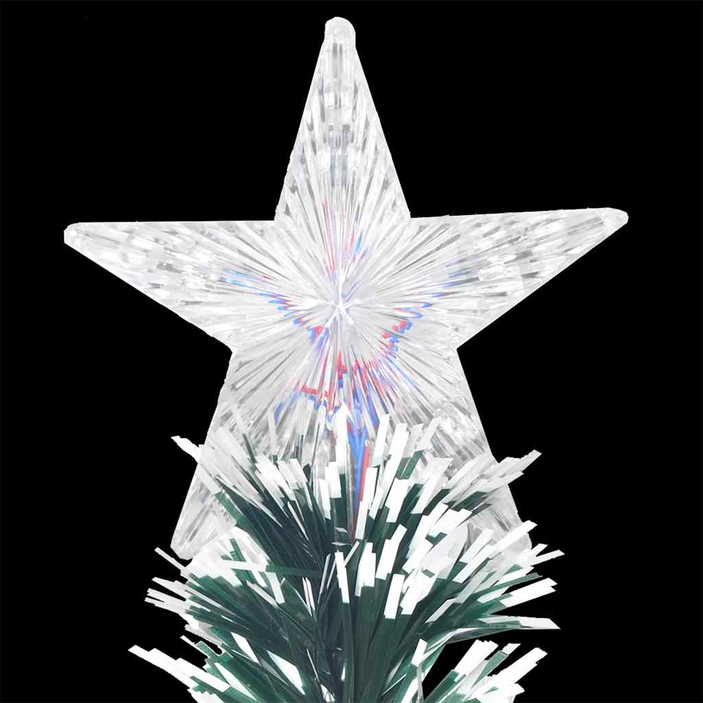 5 ft pre-lit fiber optic Christmas tree in green and white with twinkling lights.