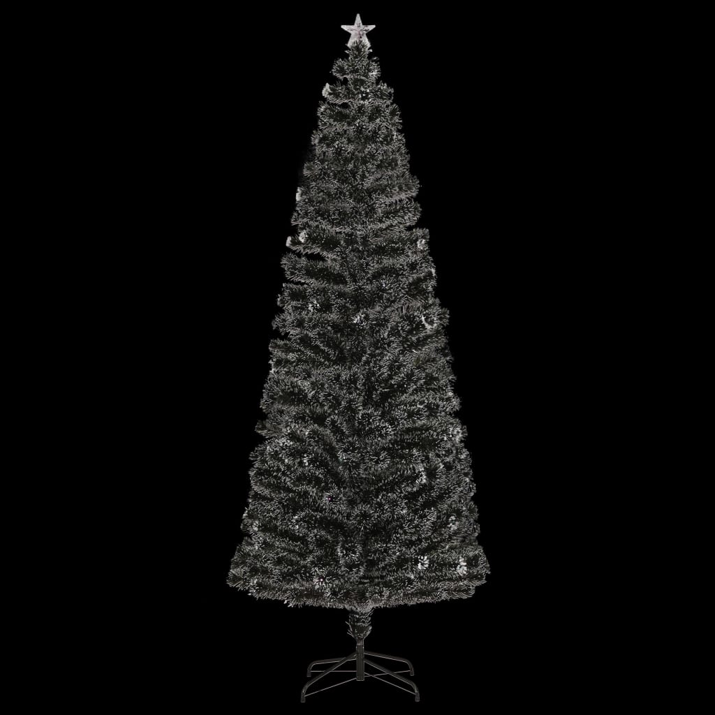 8ft pre-lit green and white fiber optic Christmas tree with star topper and stand.