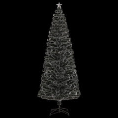 8ft pre-lit green and white fiber optic Christmas tree with star topper and stand.