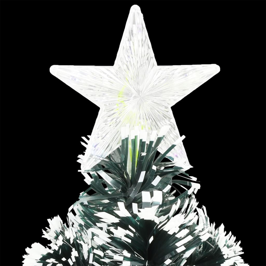 8ft pre-lit green and white fiber optic Christmas tree with star topper.