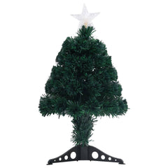 A 2 ft pre-lit fiber optic Christmas tree with a sparkling star topper and black stand.