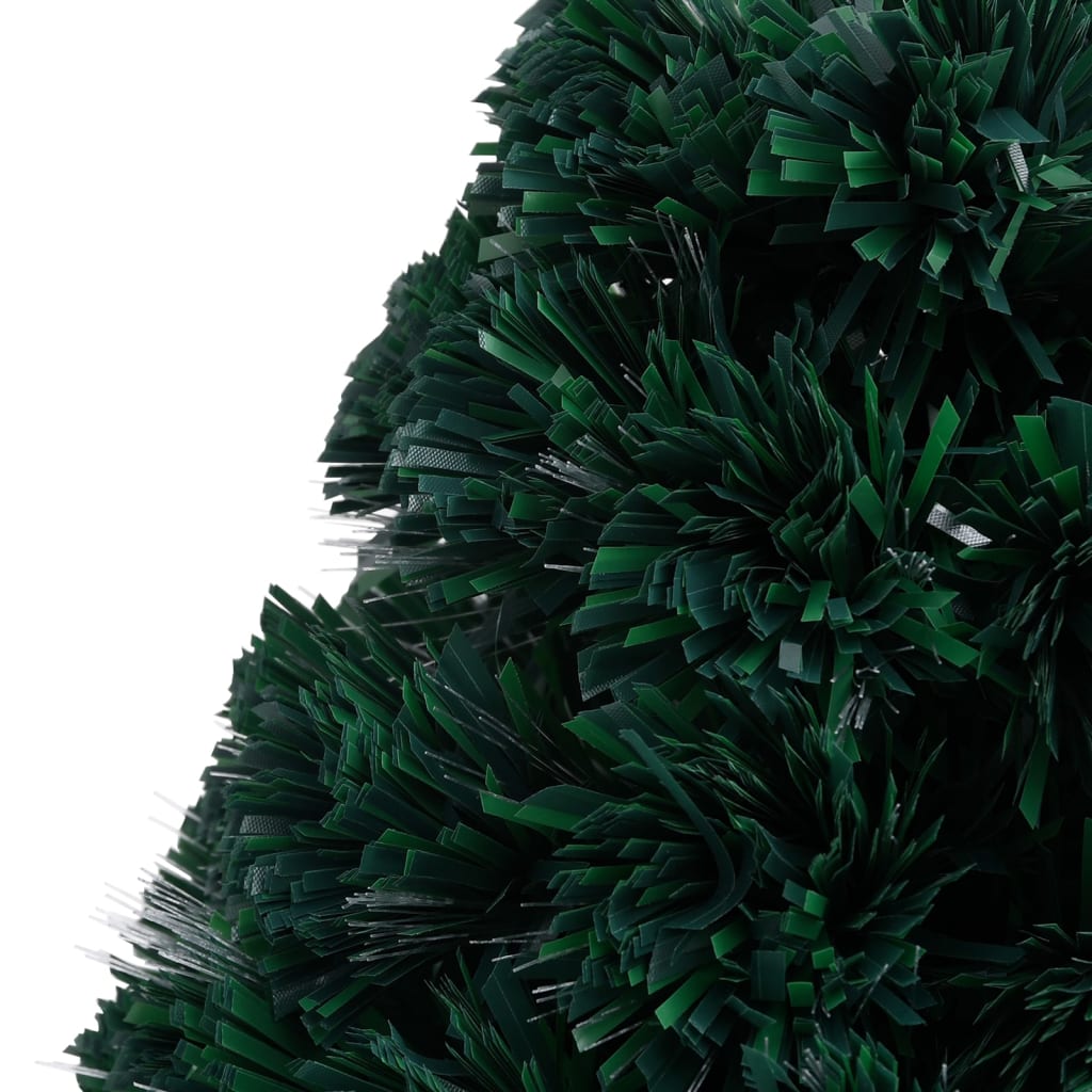 A 2-foot pre-lit fiber optic Christmas tree with green branches and a stand.
