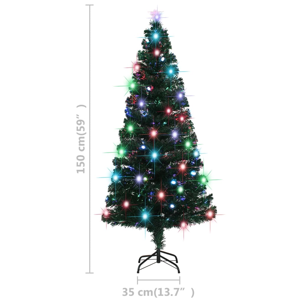5 ft pre-lit fiber optic Christmas tree with color-changing lights and stand.