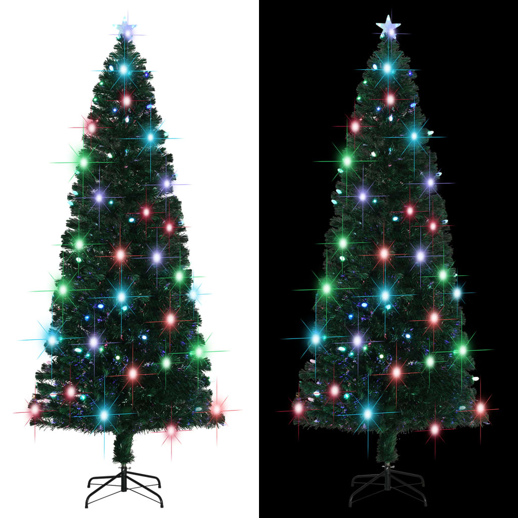 8 ft green artificial Christmas tree with fiber optic and color-changing LED lights