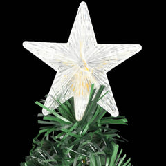 Green 8 ft artificial fiber optic Christmas tree with pre-lit star and molded branch tips