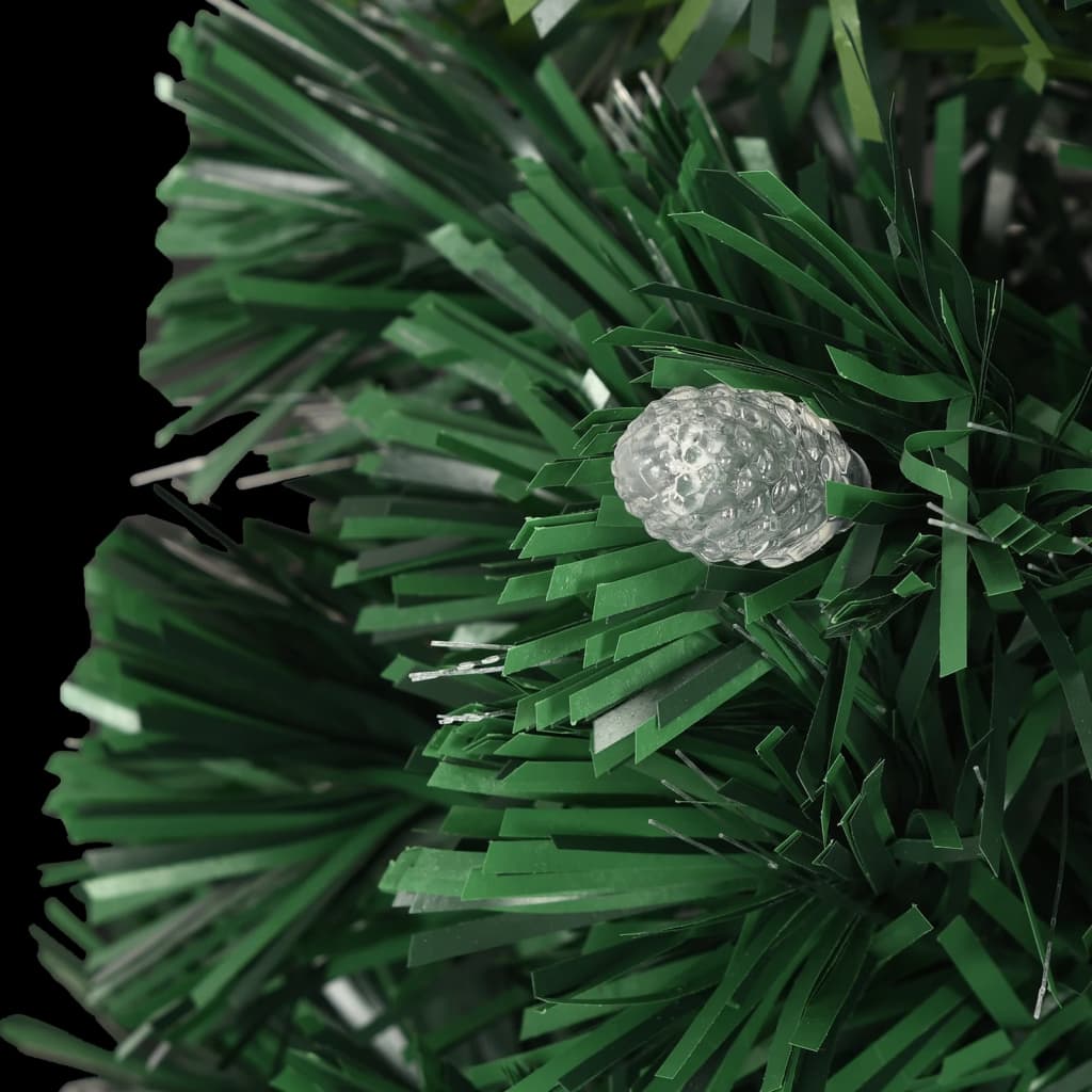 An 8-foot green pre-lit artificial fiber optic Christmas tree with color-changing LEDs.