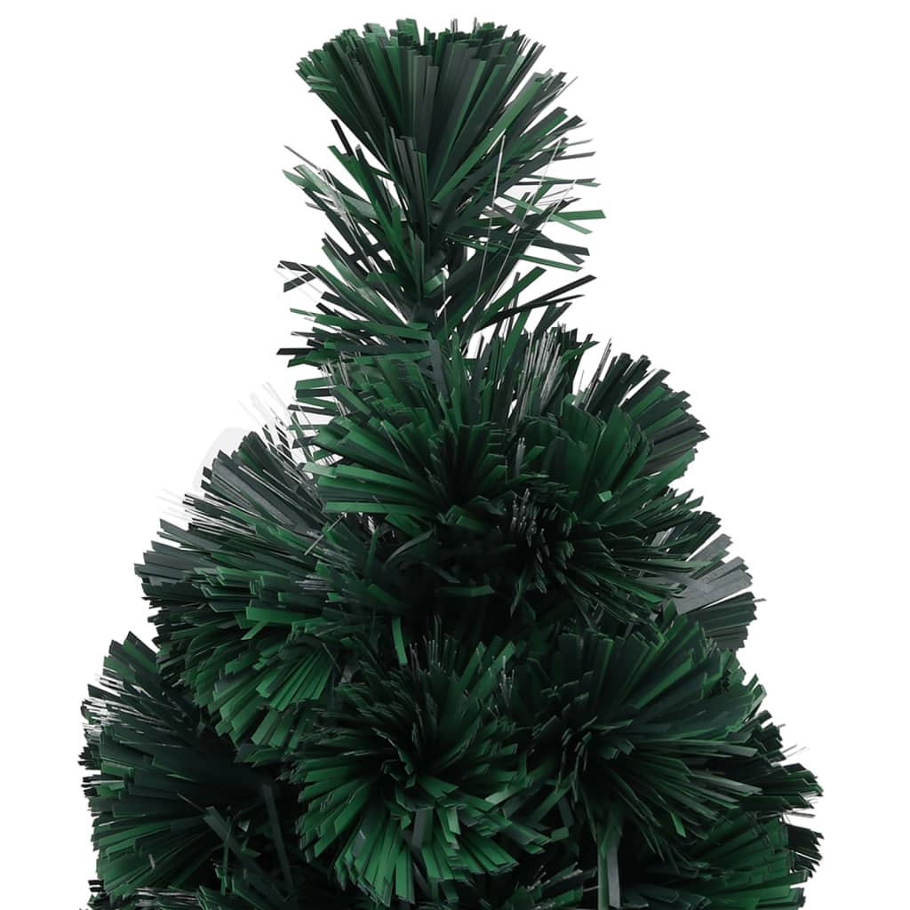 A 2ft slim artificial Christmas tree with green PVC branches and fiber optic lights in 5 colors.