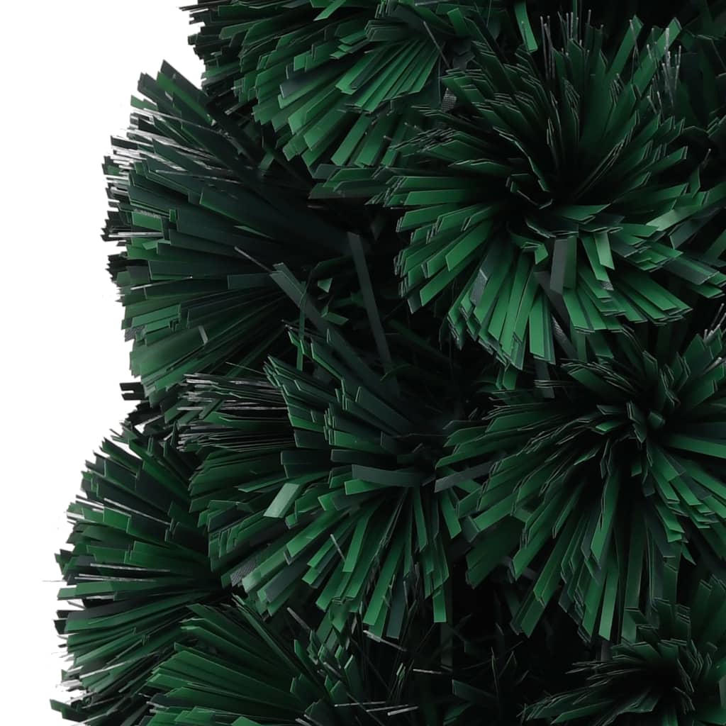 Slim 2ft artificial Christmas tree with green PVC branches and fiber optic 5-color lights.