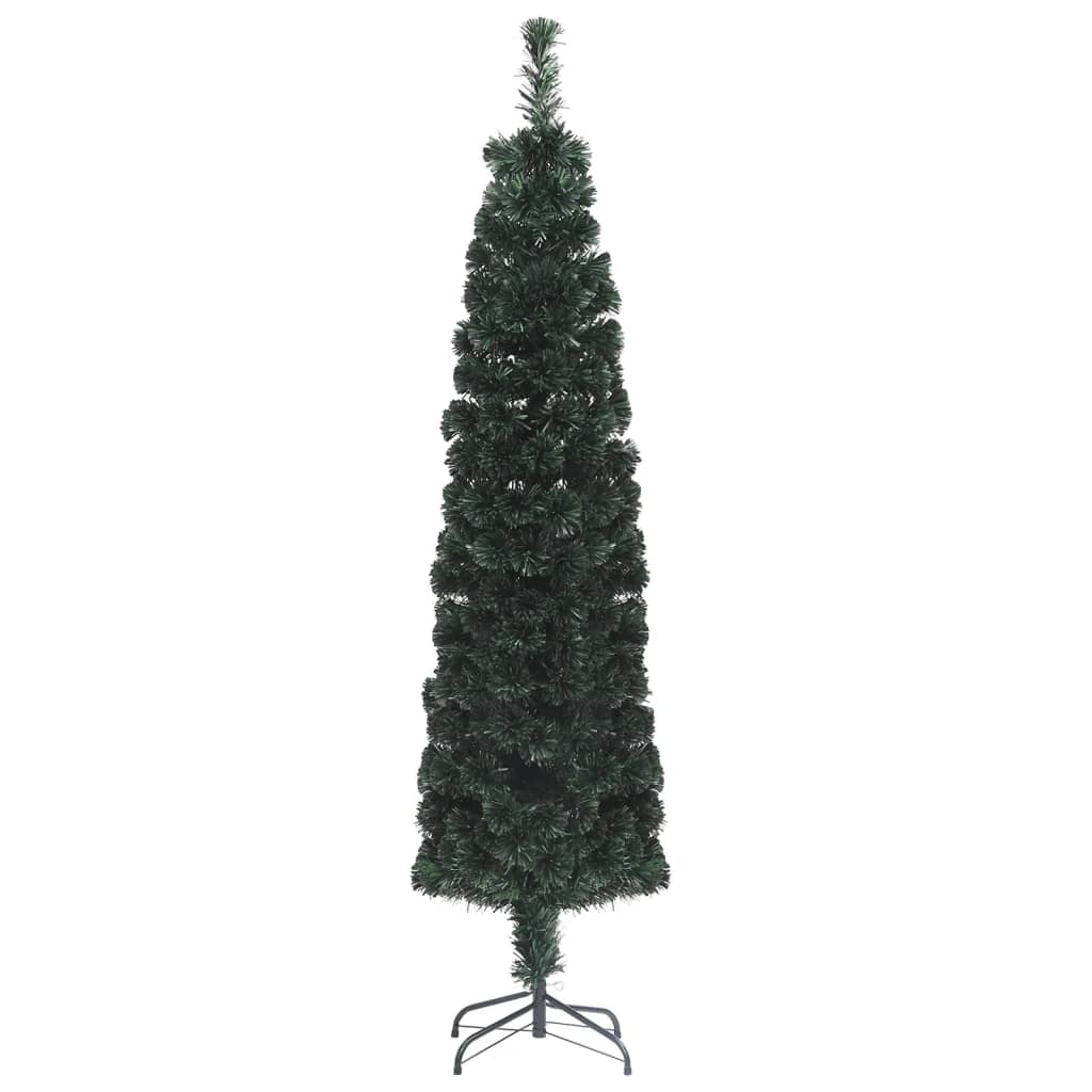 A 4 ft slim artificial fiber optic Christmas tree with integrated lights and steel stand.