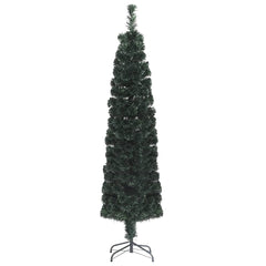 A 4 ft slim artificial fiber optic Christmas tree with integrated lights and steel stand.