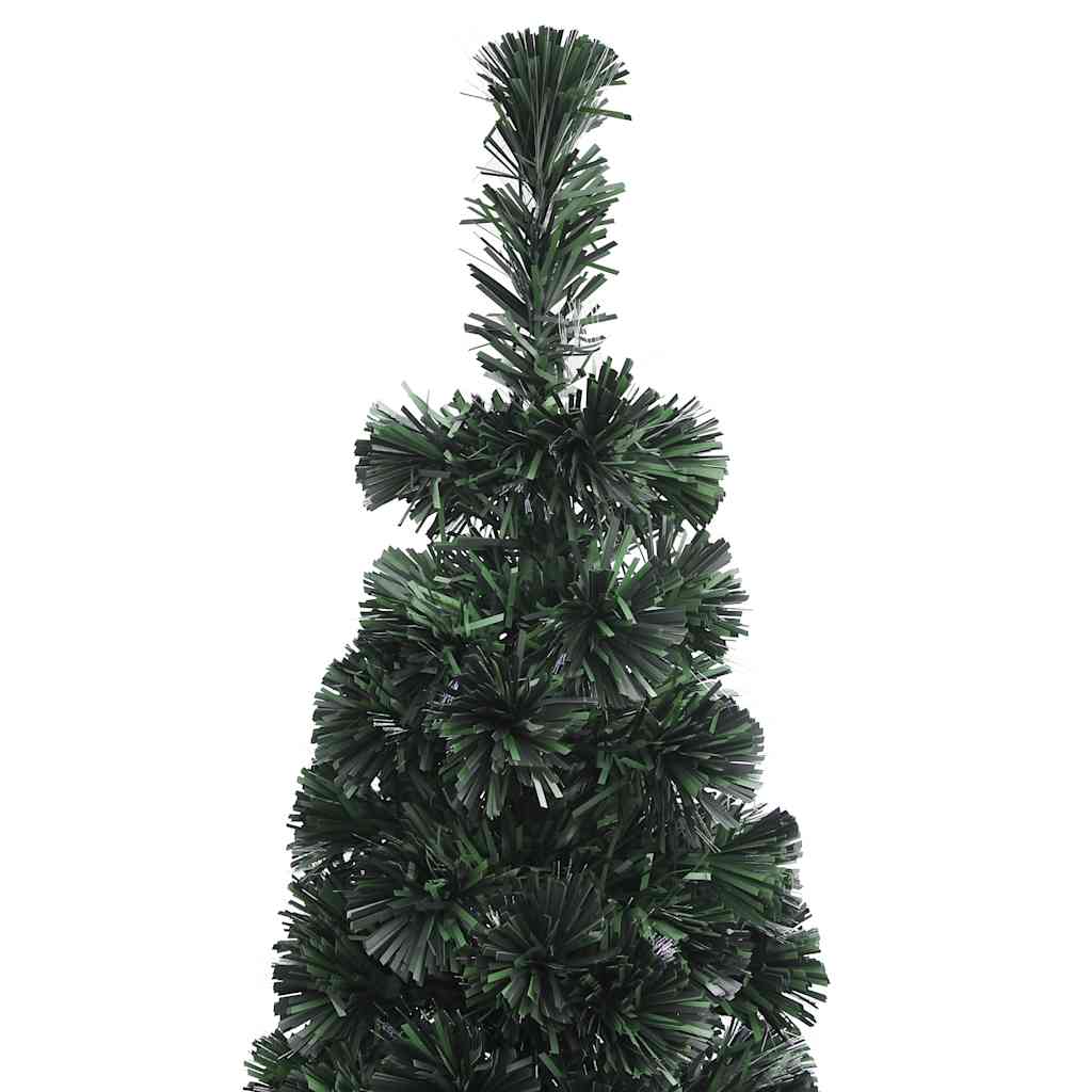 Slim 5 ft black-green artificial fiber optic Christmas tree with dense needles and built-in lights