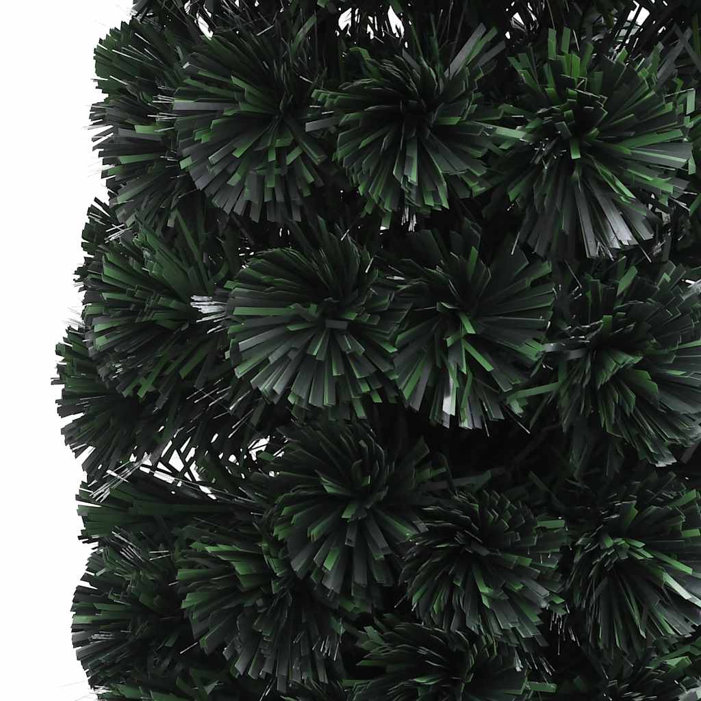 A 5 ft slim artificial fiber optic Christmas tree with black-green PVC needles.