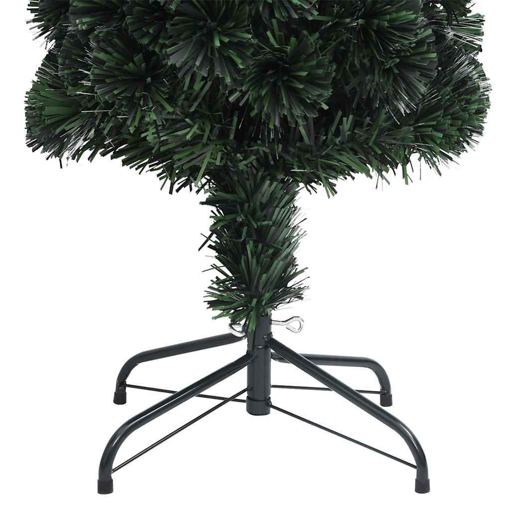 A 5 ft slim artificial fiber optic Christmas tree in black green with a metal stand.
