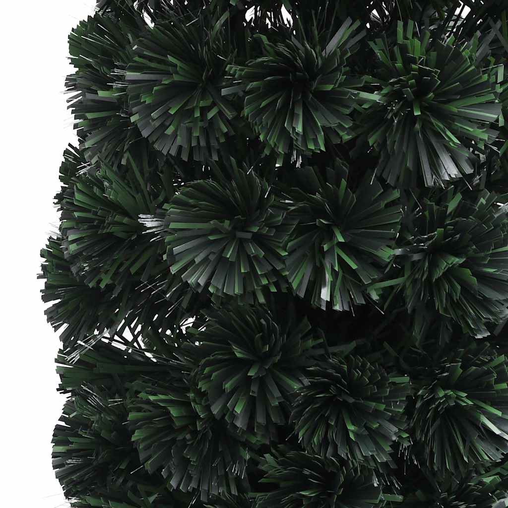 A 7 ft slim artificial fiber optic Christmas tree in black green with lighted tips.
