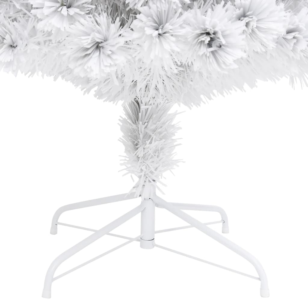 A 4 ft white artificial pre-lit fiber optic Christmas tree with a sturdy steel stand.