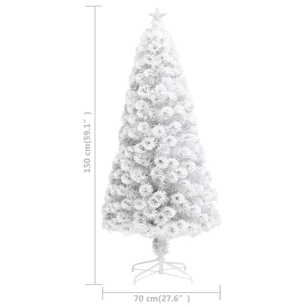 A 5-foot white artificial Christmas tree with a star topper and a metal stand.
