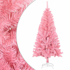 A 4 ft pink artificial Christmas tree with a white steel stand.