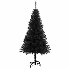 A 4 ft black artificial Christmas tree on a PVC stand.