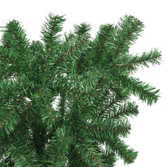Green 5 ft upside-down artificial Christmas tree with dense PVC branches and steel stand