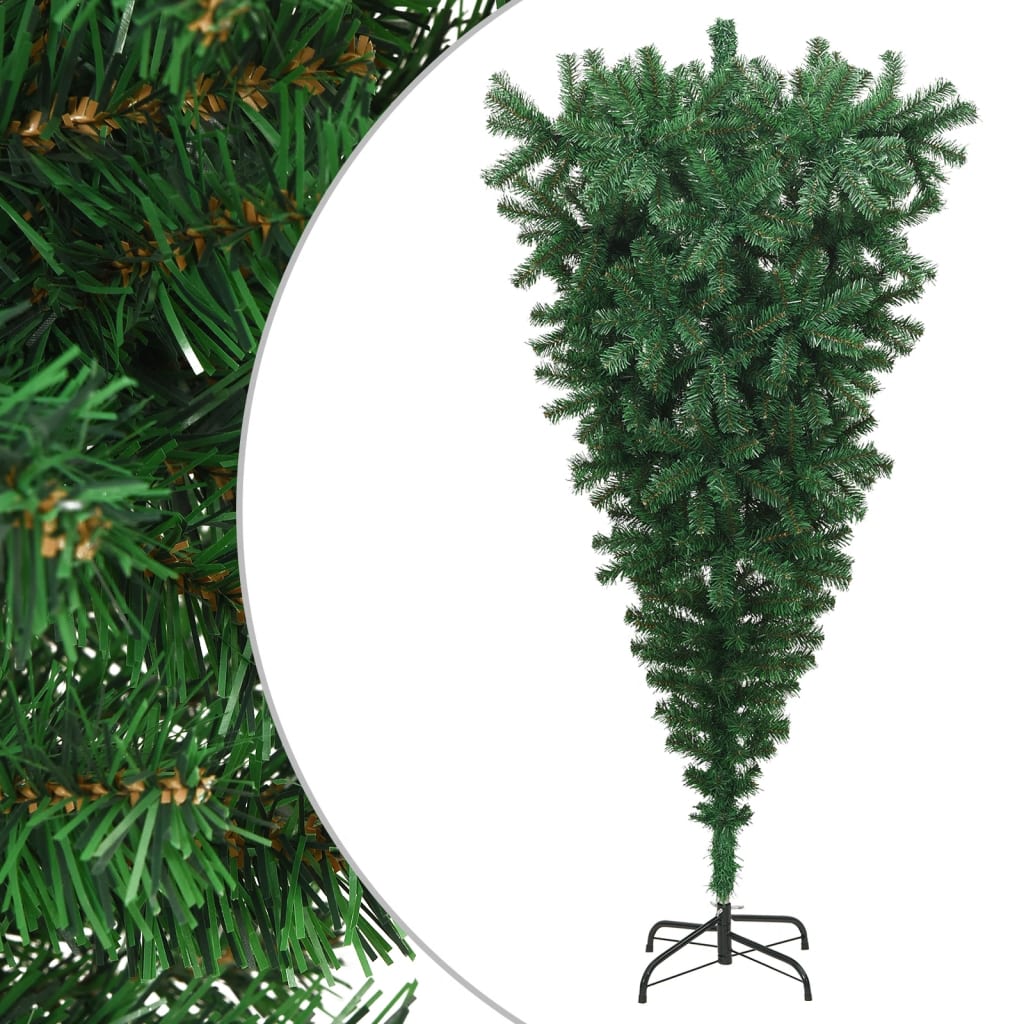 7 ft tall artificial upside-down green Christmas tree with stand and dense branches