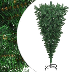 7 ft tall artificial upside-down green Christmas tree with stand and dense branches