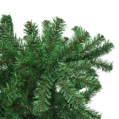 A 7 ft upside-down artificial green Christmas tree with stand and lifelike branches.
