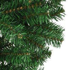 7 ft upside-down artificial green Christmas tree with stand and lifelike branches.