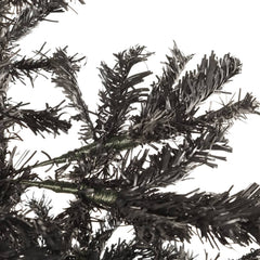 A 6 ft slim black PVC artificial Christmas tree with dense, dark branches.