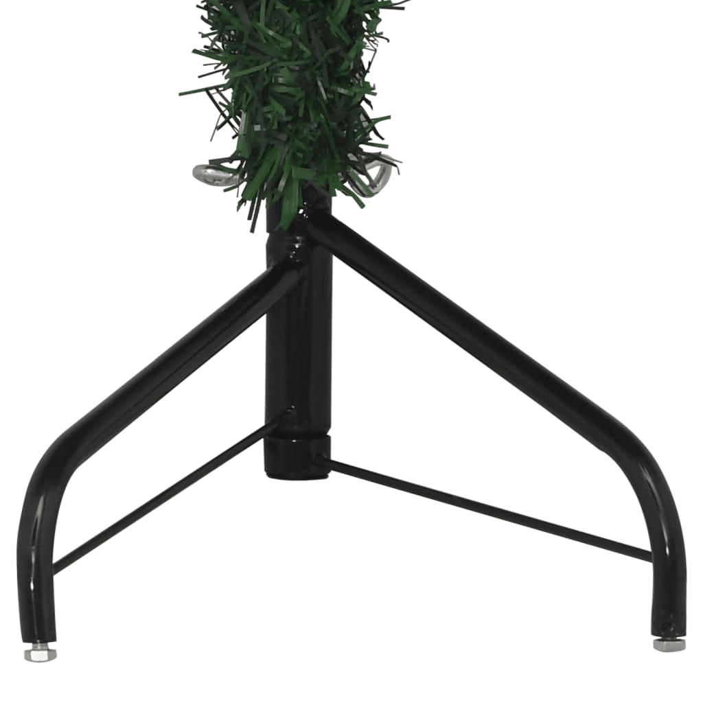 5 ft green PVC corner artificial Christmas tree with black metal stand.