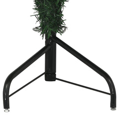 5 ft green PVC corner artificial Christmas tree with black metal stand.