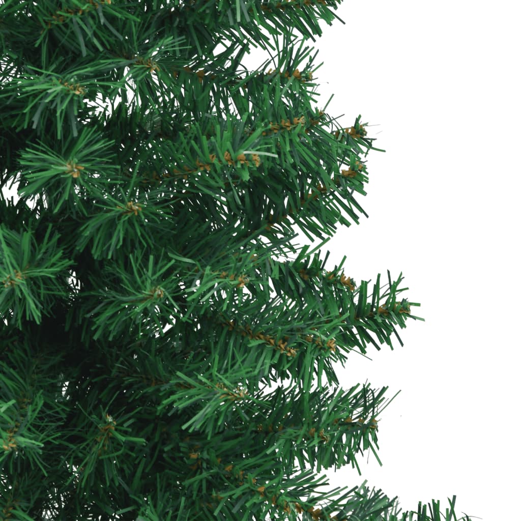 A 5 ft green PVC artificial Christmas tree designed for corners with adjustable branches.