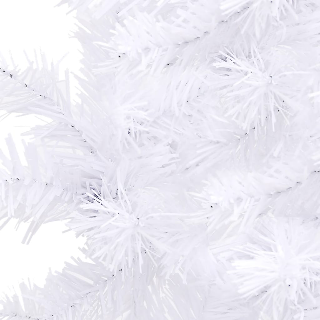 White 5 ft PVC artificial Christmas tree designed for corners with adjustable branches.