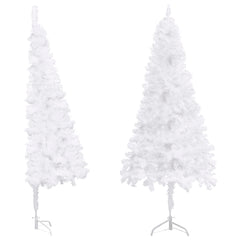 6 ft white PVC artificial corner Christmas tree with steel stand and adjustable tips