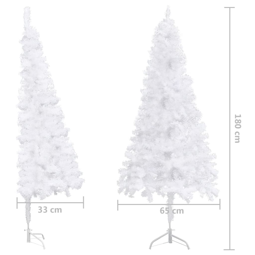 White PVC artificial corner Christmas tree, 6 ft tall with 33 cm and 65 cm measurements shown.