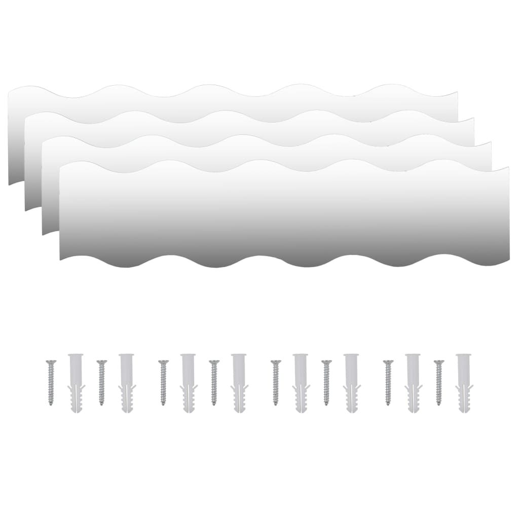 Wall Mirrors 4 pcs 39.4x9.1 Wave Glass