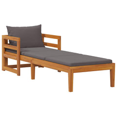 Sun Lounger Dark Grey Cushion, Acacia Wood Frame
