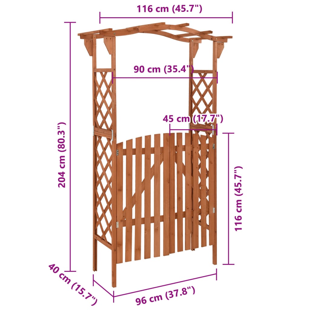 Pergola with Gate 45.7x15.7x80.3 Solid Firwood