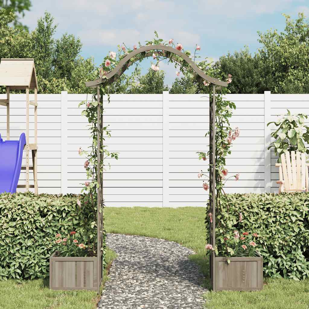 Garden Pergola with Planter Gray Solid Firwood