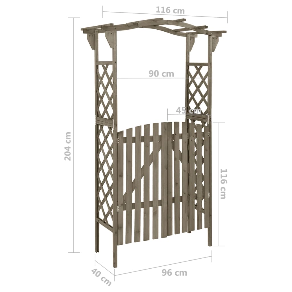 Pergola with Gate 45.7x15.7x80.3 Gray Solid Firwood