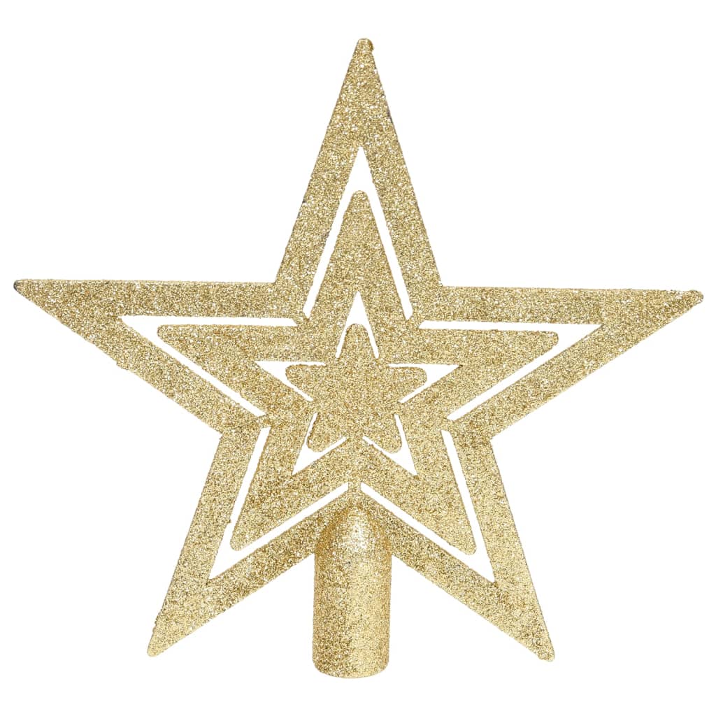 A set of 70 shatterproof gold and red Christmas baubles in various shapes.