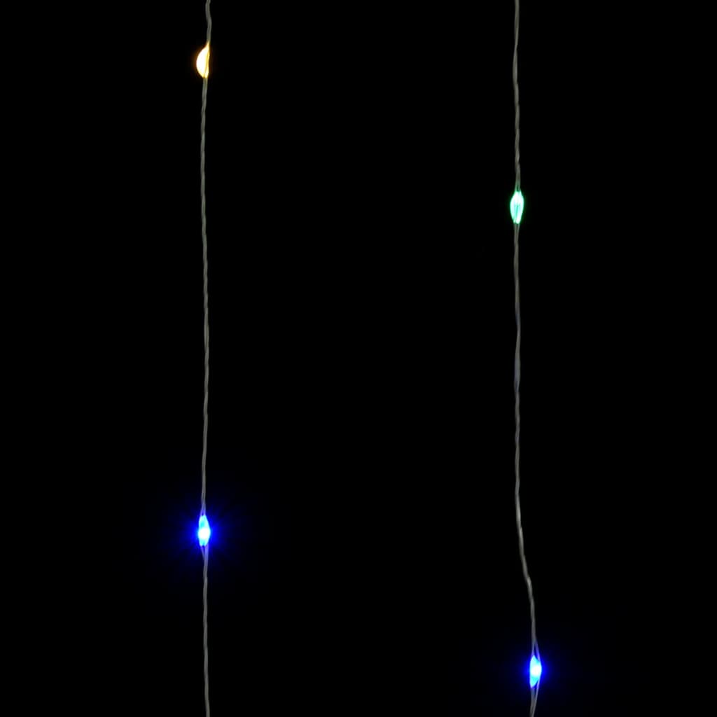 Multicolor LED string lights with 300 LEDs on 98.4ft copper wire, showing orange, green, and blue lights.