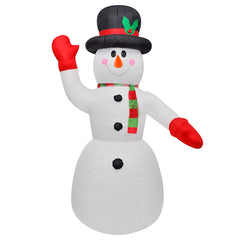 8 ft inflatable snowman with black hat, red gloves, and multicolor LED lights