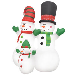 8 ft inflatable snowmen family with LED multicolor lights.