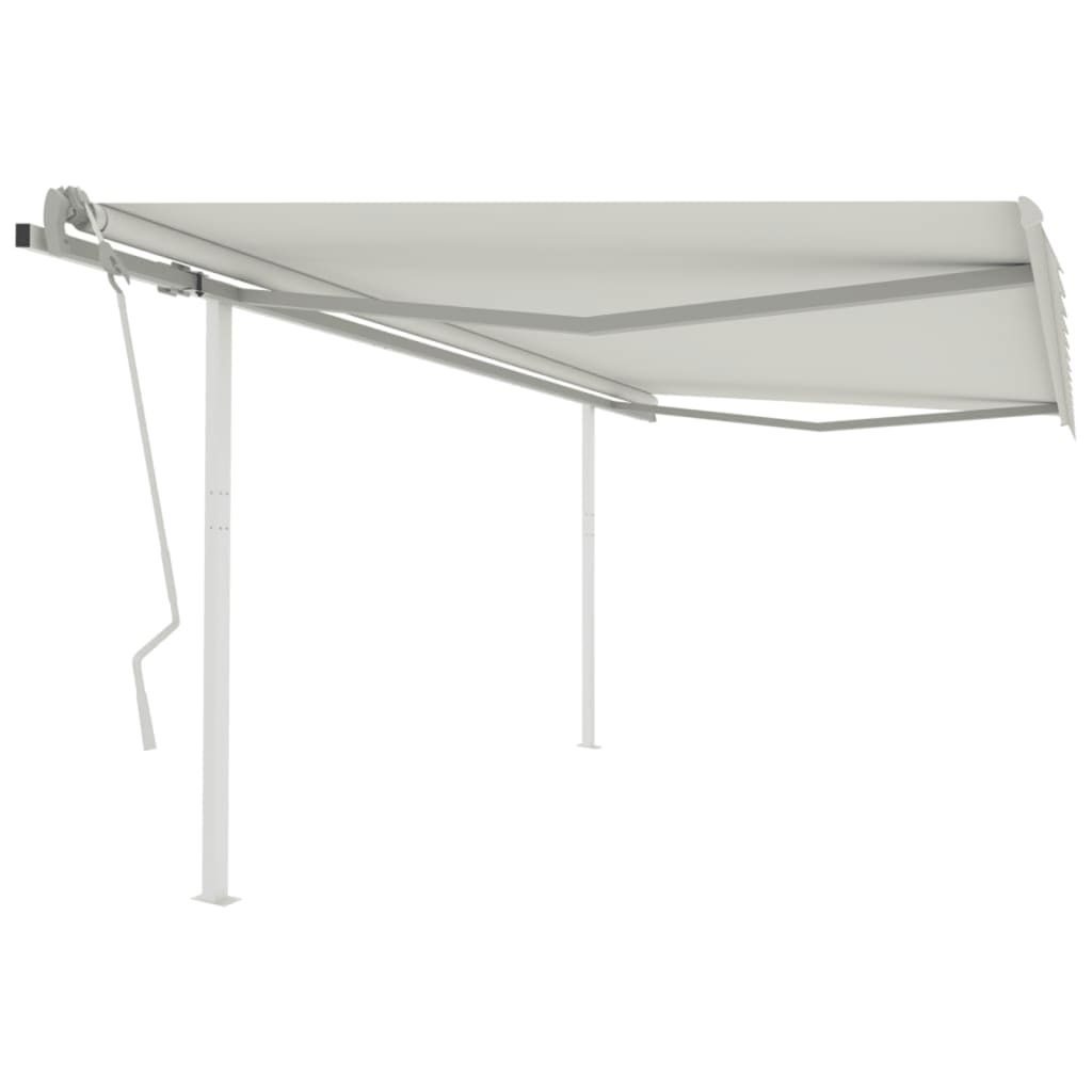 Manual Retractable Awning with Posts 13.1'x9.8' Cream