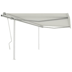 Manual Retractable Awning with Posts 13.1'x9.8' Cream