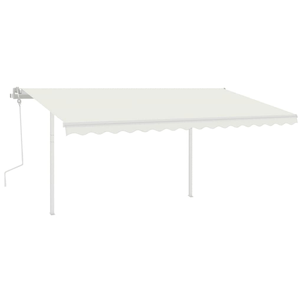 Manual Retractable Awning with Posts 13.1'x9.8' Cream