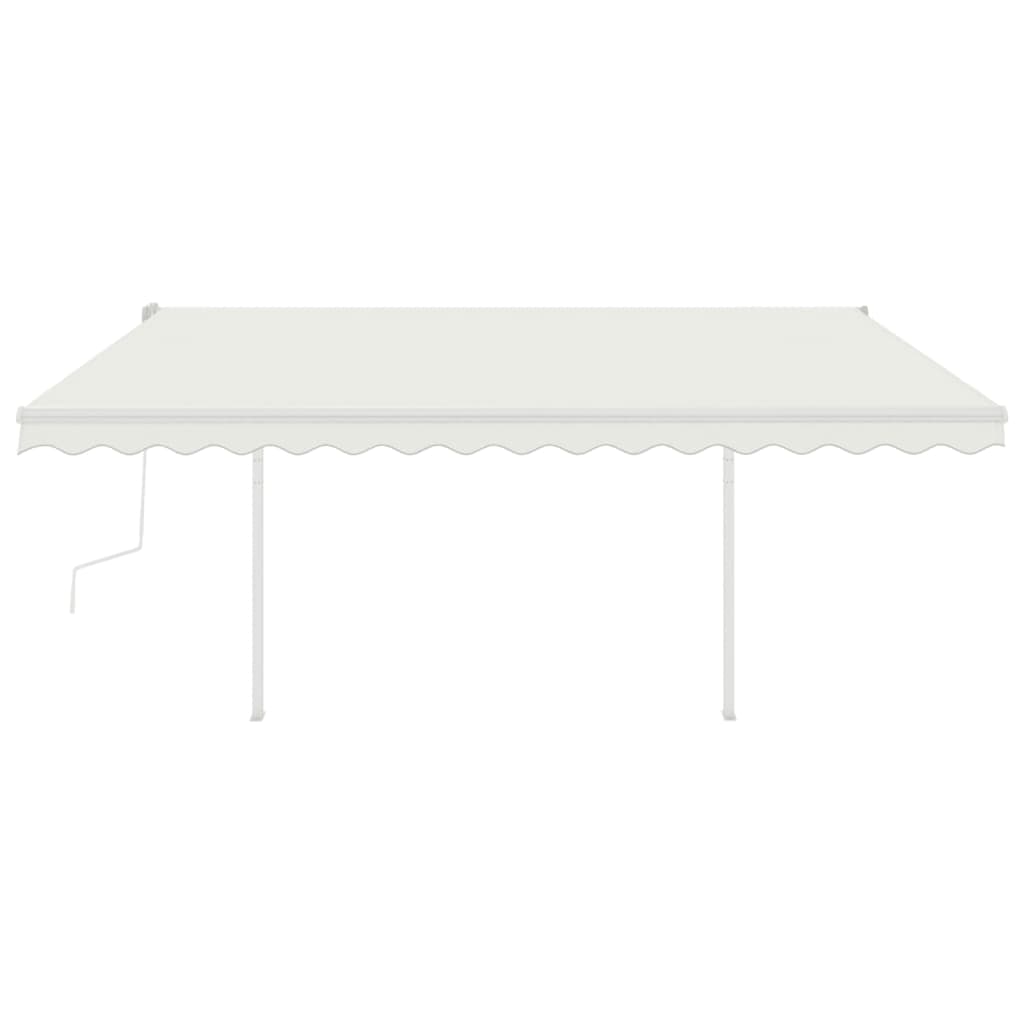 Manual Retractable Awning with Posts 13.1'x9.8' Cream