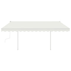 Manual Retractable Awning with Posts 13.1'x9.8' Cream
