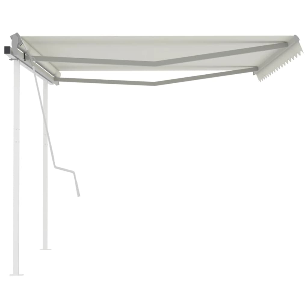 Manual Retractable Awning with Posts 13.1'x9.8' Cream